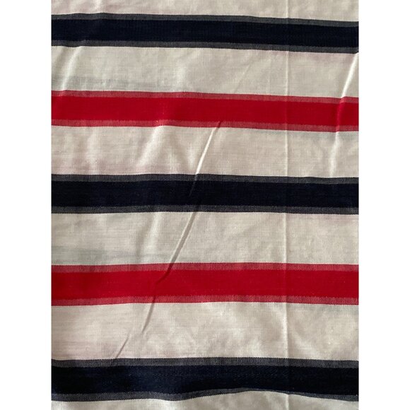 Vintage Fabric Red White Navy Stripe Quilting Sewing Cloth Cotton ~208 X 36 AS I - Picture 1 of 16